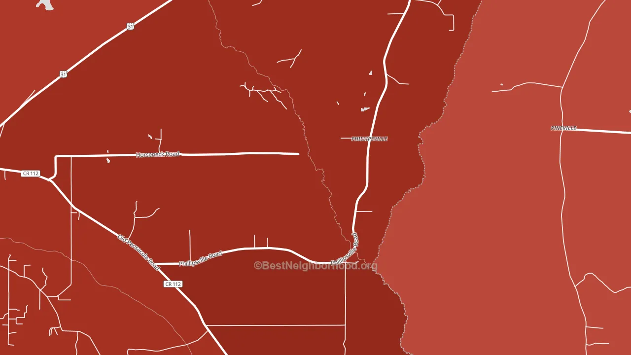 Phillipsville, AL block-group political-lean map