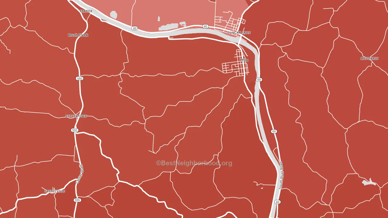 Philo, OH block-group political-lean map
