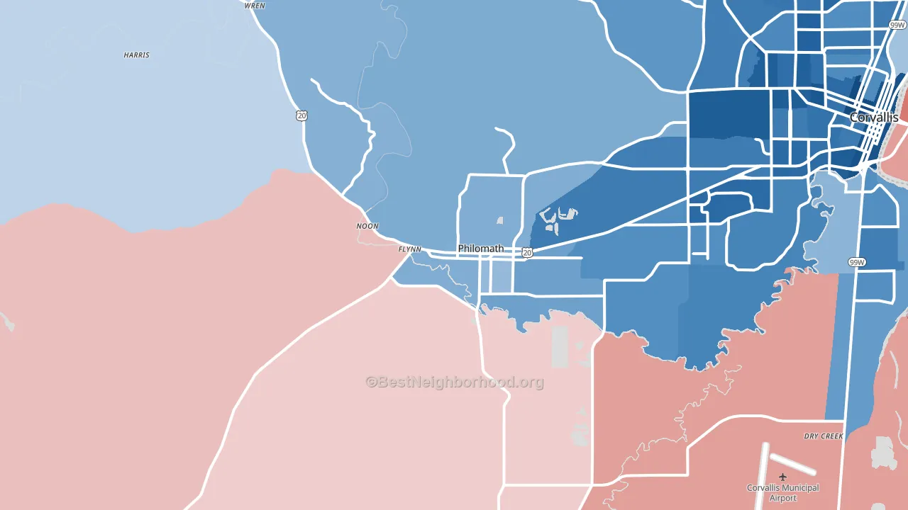 Philomath, OR block-group political-lean map