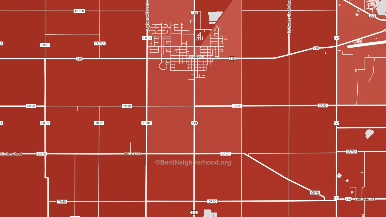 Philothea, OH block-group political-lean map