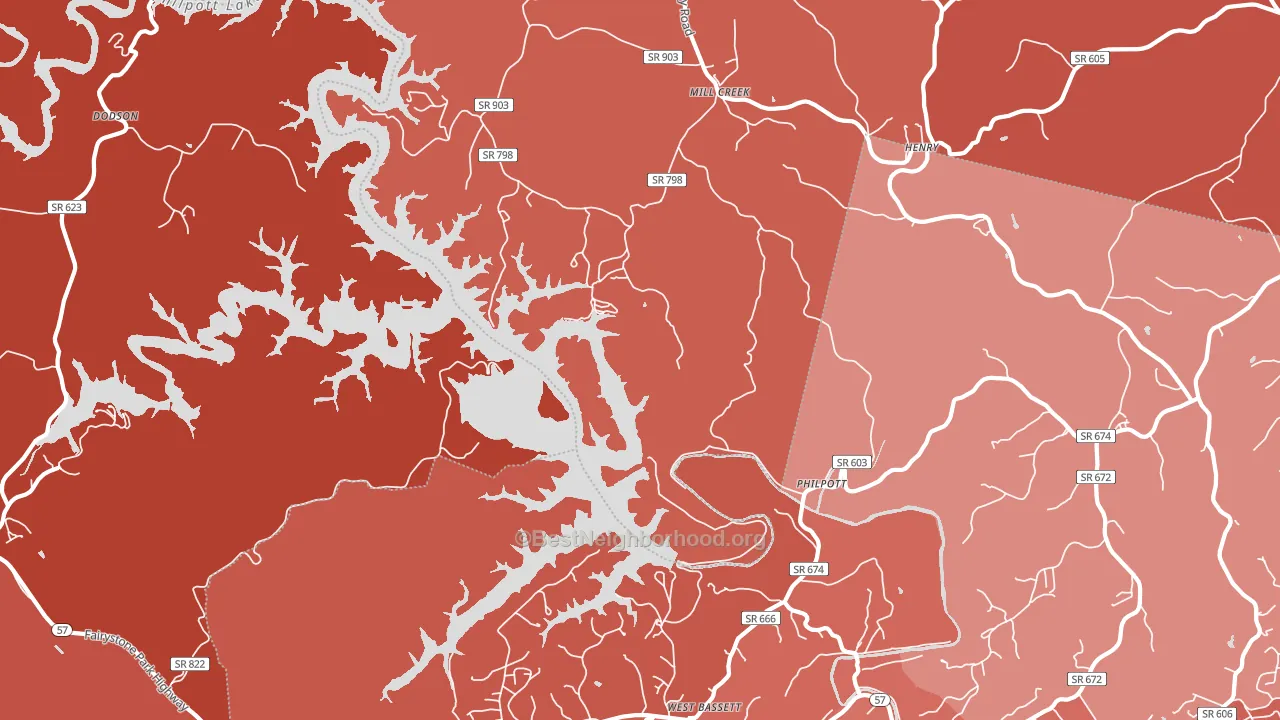 Philpott, VA block-group political-lean map