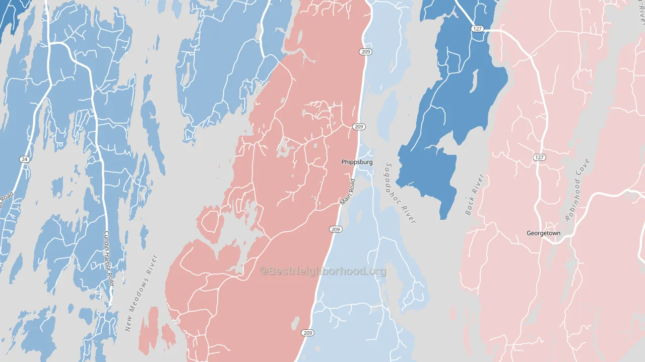 Phippsburg, ME block-group political-lean map