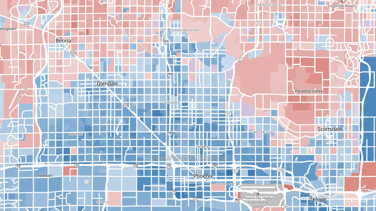 Phoenix, AZ block-group political-lean map