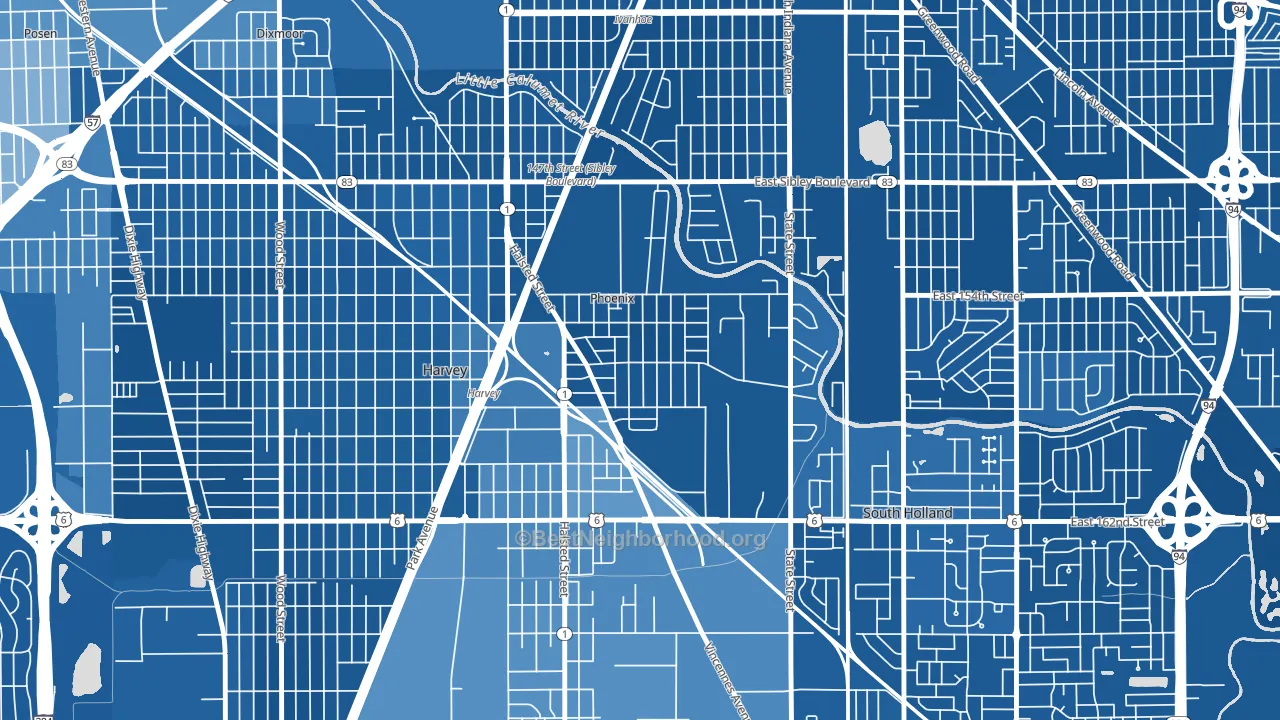 Phoenix, IL block-group political-lean map