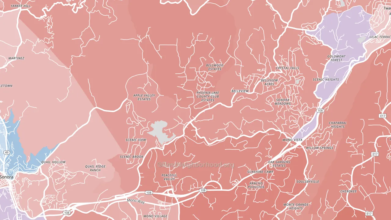 Phoenix Lake, CA block-group political-lean map
