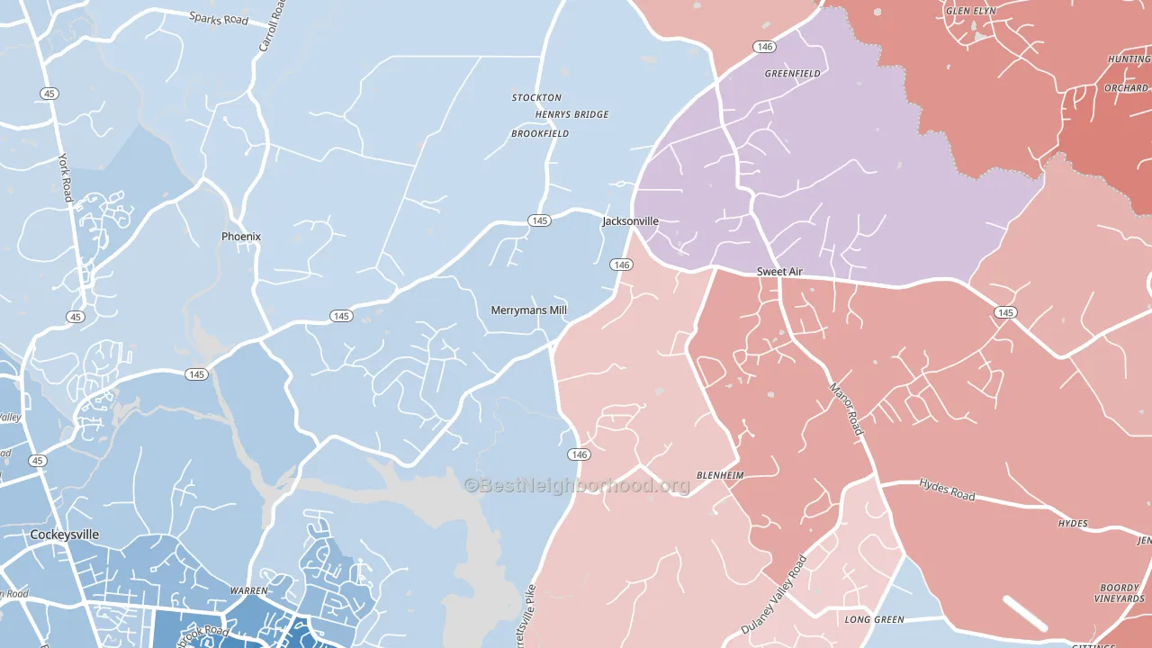 Phoenix, MD block-group political-lean map