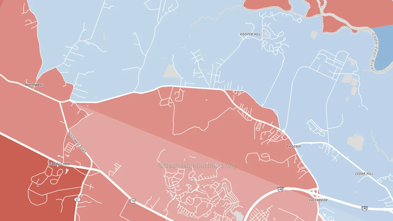 Phoenix, NC block-group political-lean map