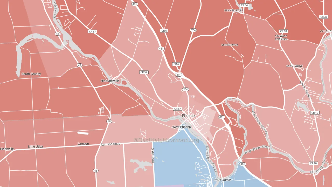 Phoenix, NY block-group political-lean map