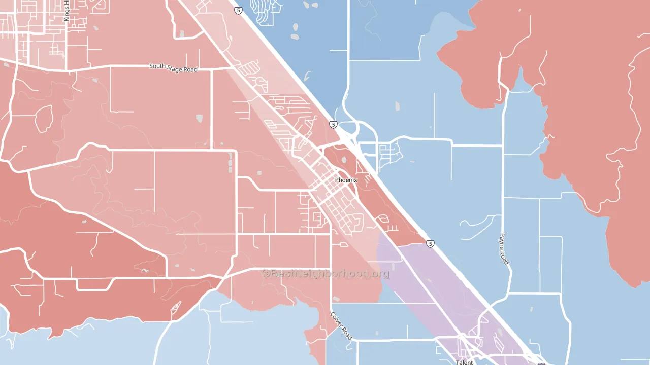 Phoenix, OR block-group political-lean map