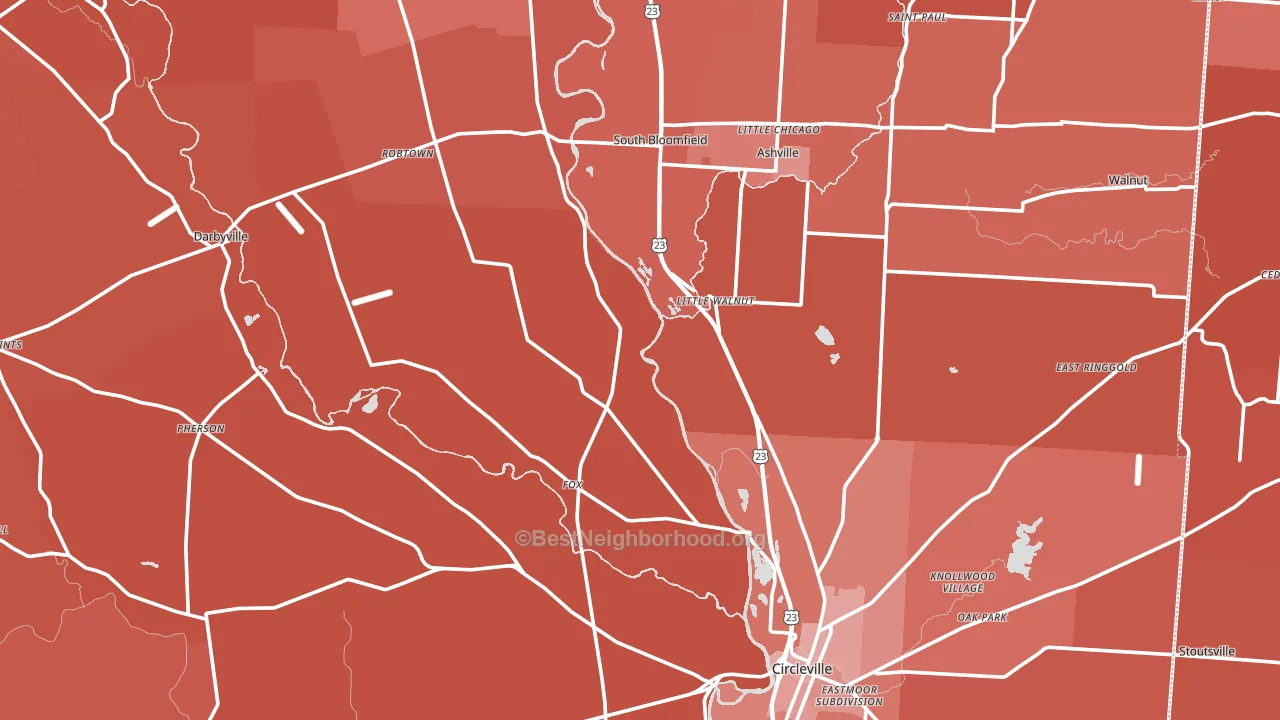Pickaway County, OH block-group political-lean map
