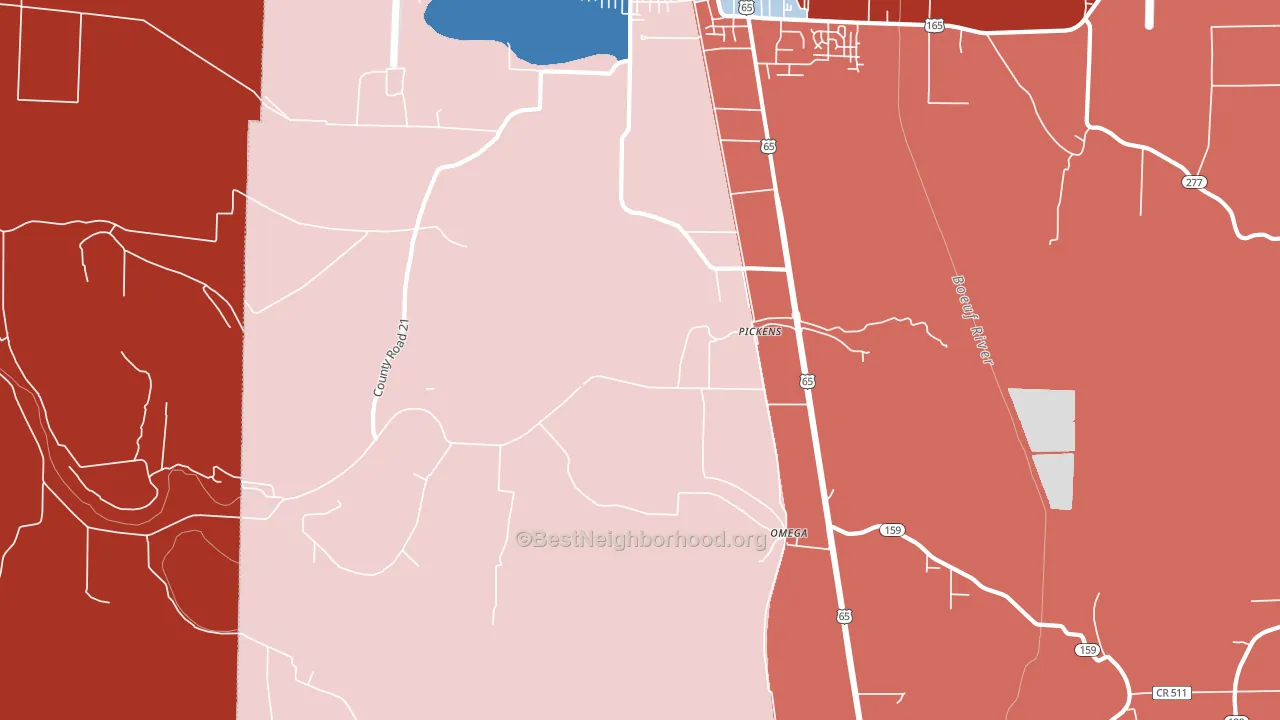 Pickens, AR block-group political-lean map
