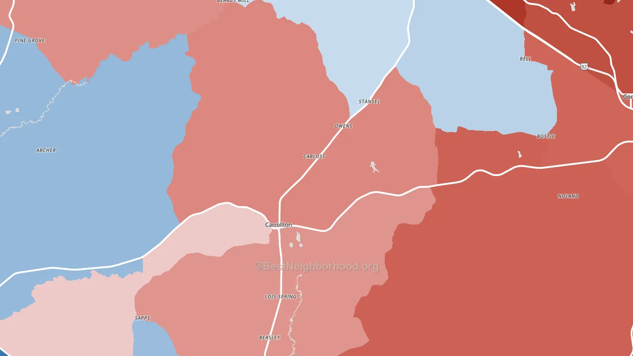 Pickens County, AL block-group political-lean map