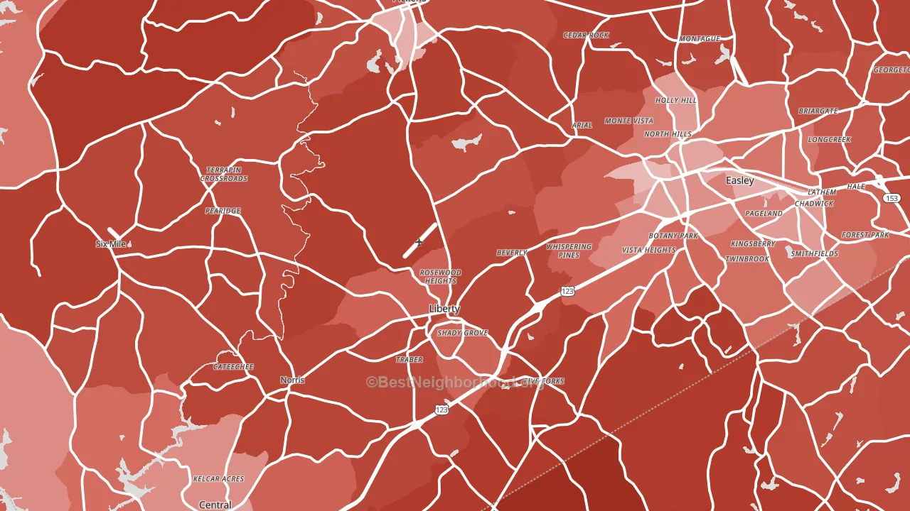 Pickens County, SC block-group political-lean map