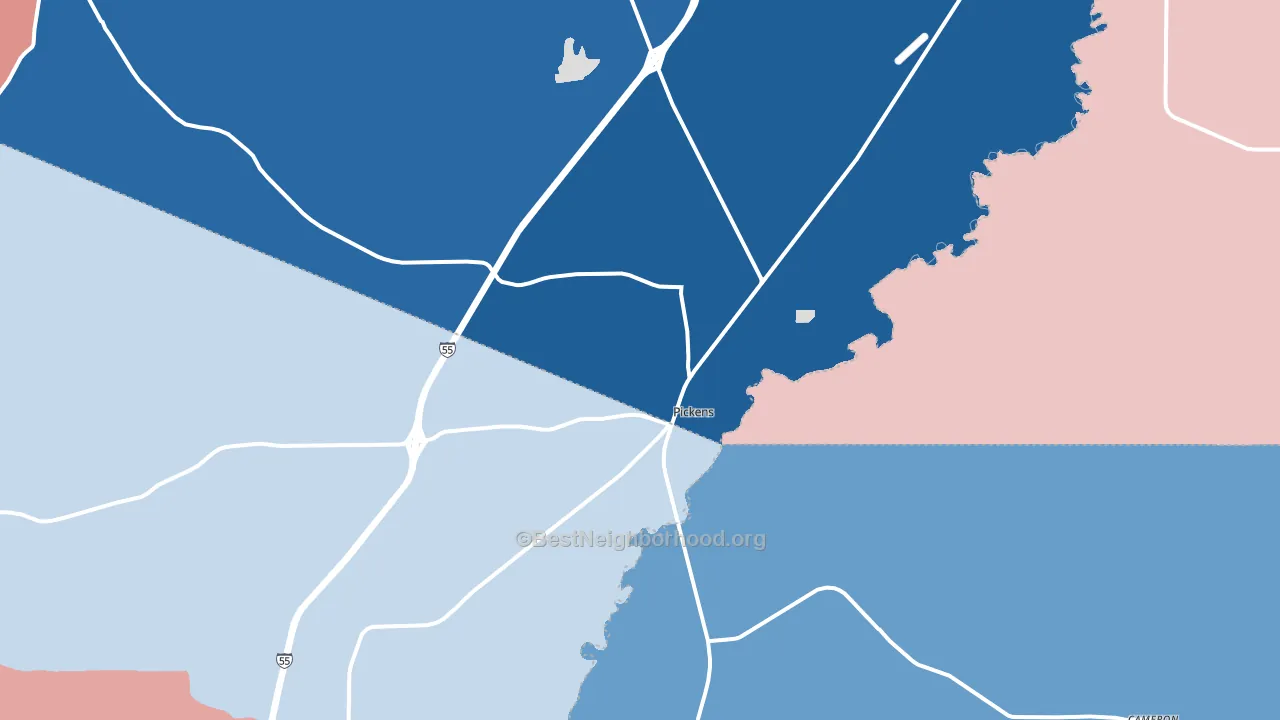Pickens, MS block-group political-lean map