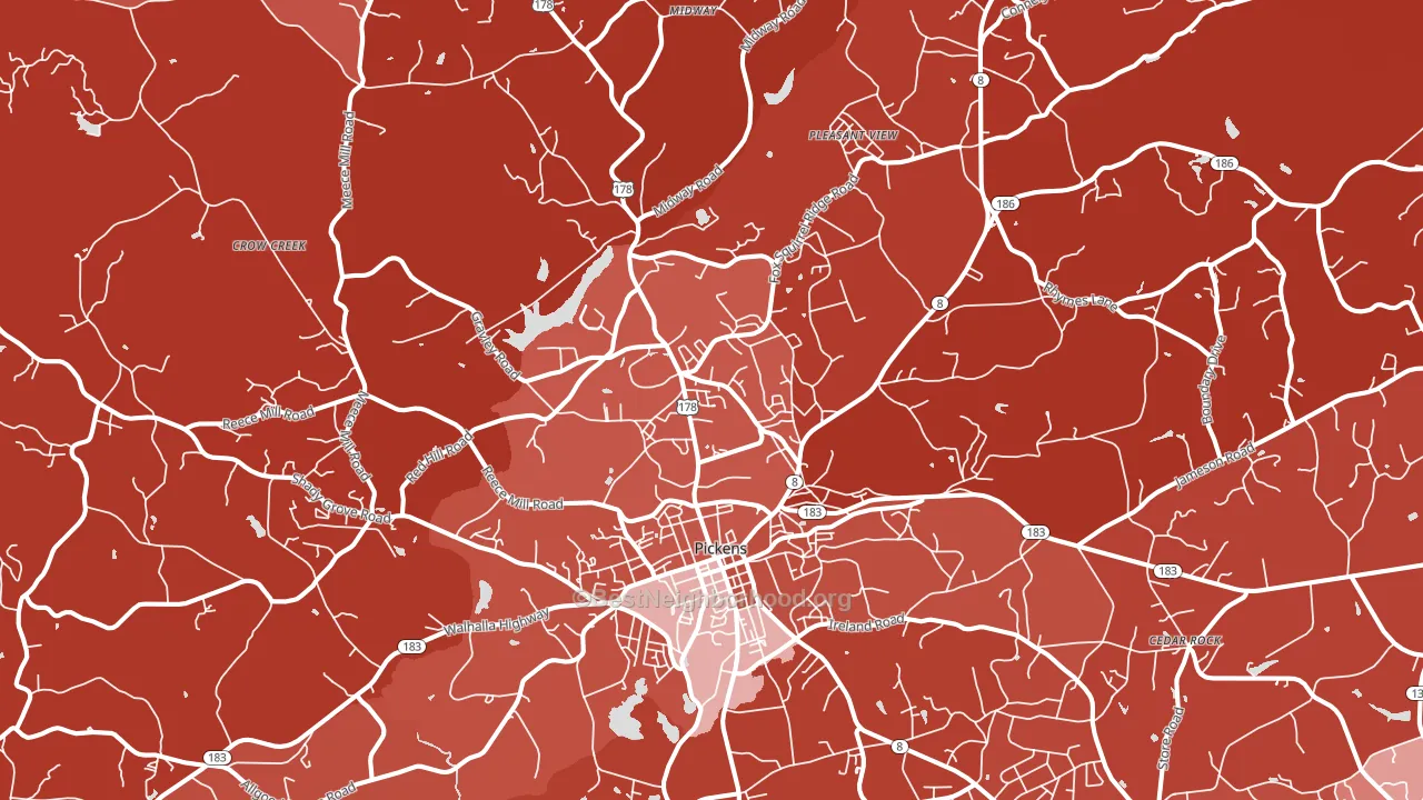 Pickens, SC block-group political-lean map