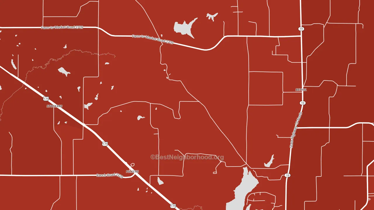 Pickens, TX block-group political-lean map