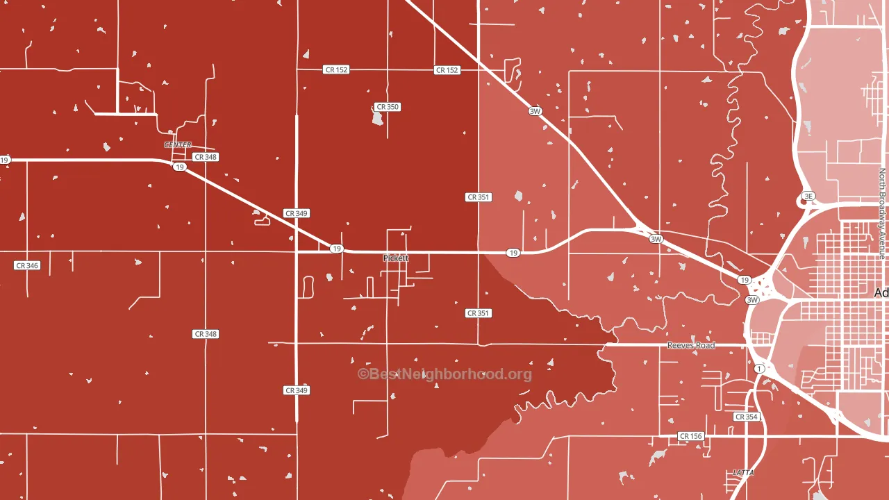Pickett, OK block-group political-lean map