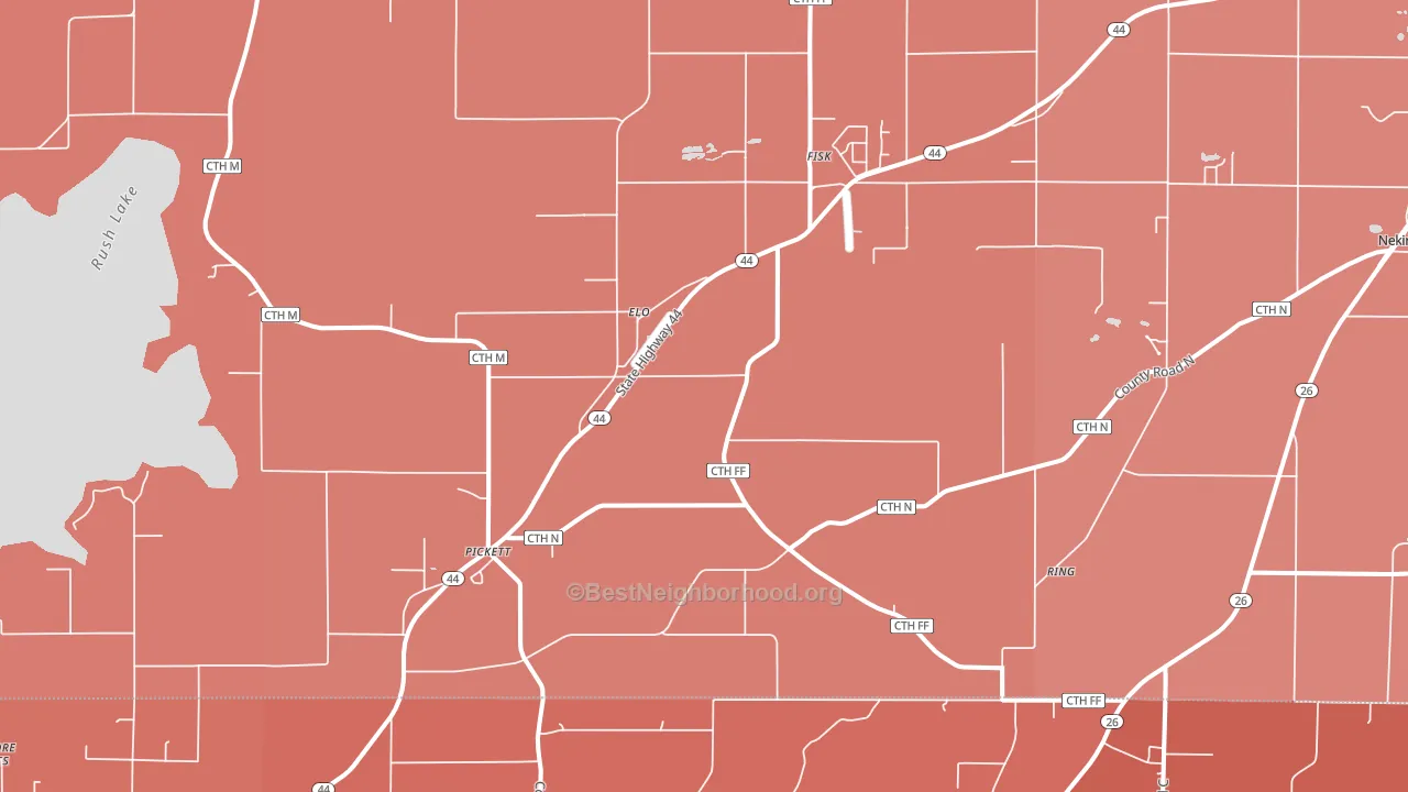 Pickett, WI block-group political-lean map