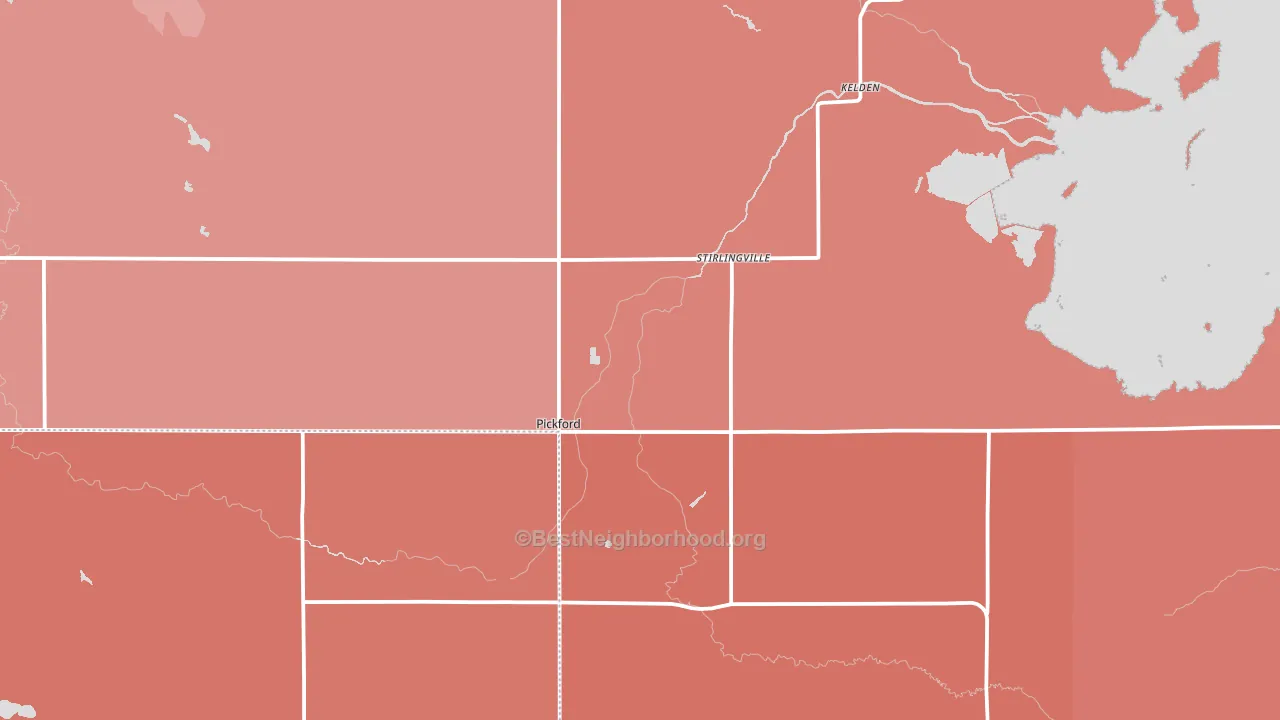 Pickford, MI block-group political-lean map