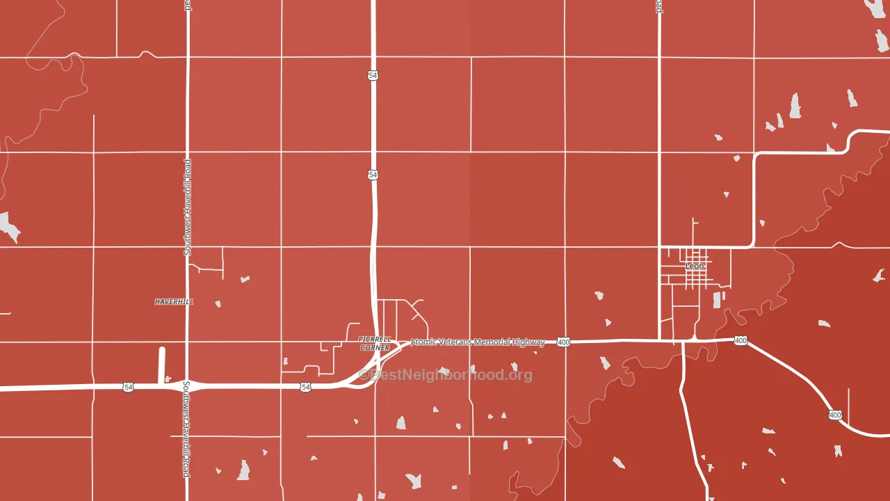 Pickrell Corner, KS block-group political-lean map