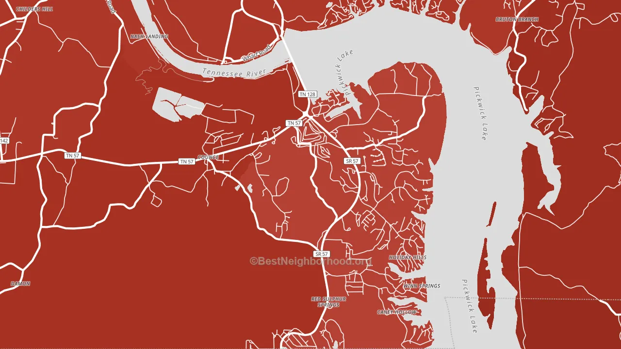 Pickwick Dam, TN block-group political-lean map
