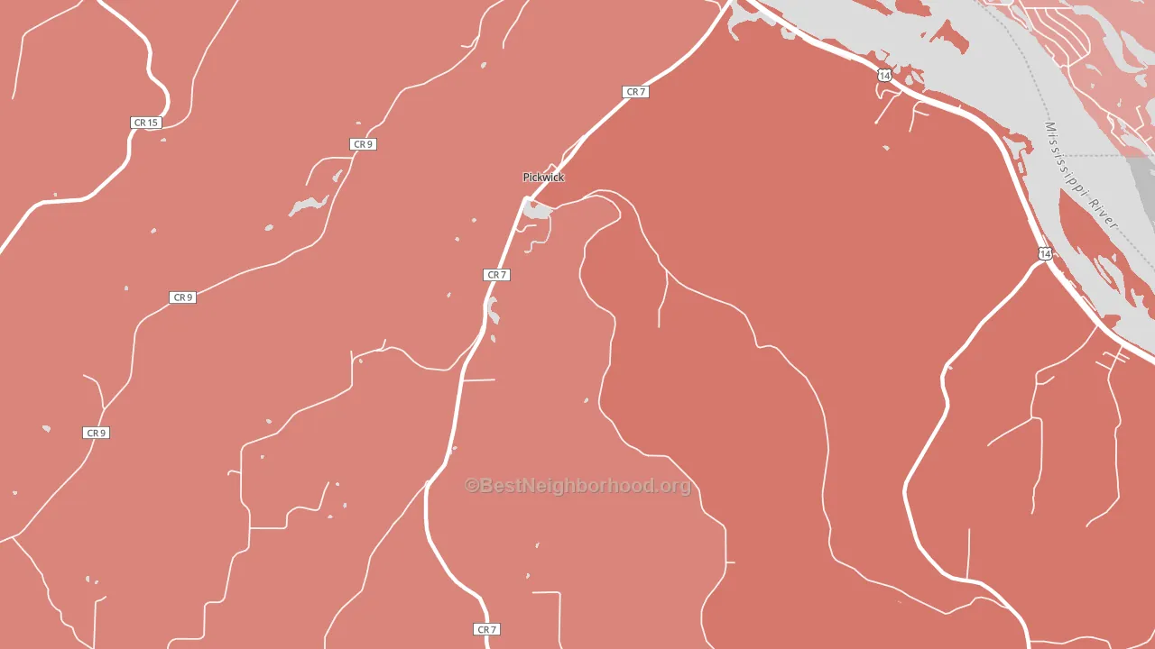 Pickwick, MN block-group political-lean map