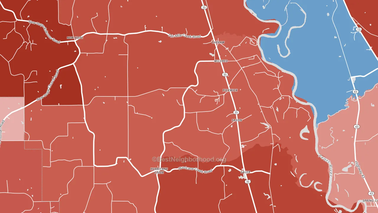 Pickwick, MS block-group political-lean map