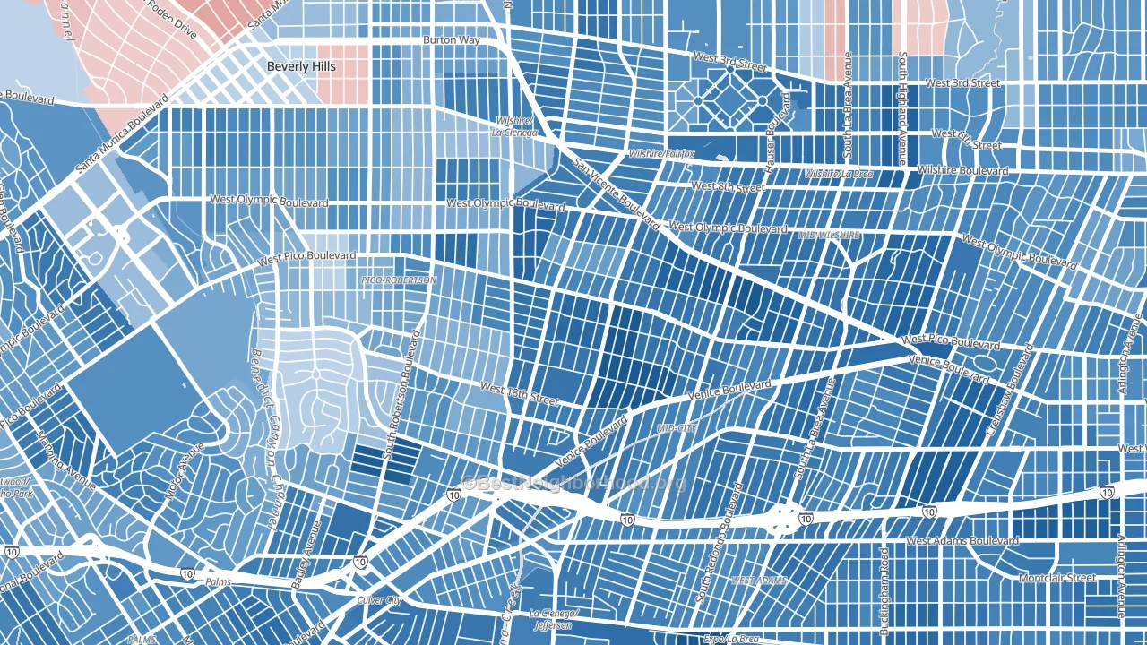 Pico-Robertson, Los Angeles, CA block-group political-lean map