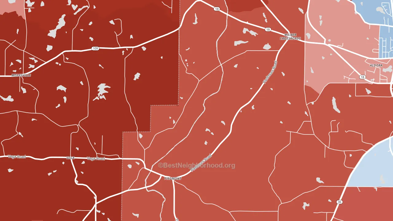Piedmont, GA block-group political-lean map