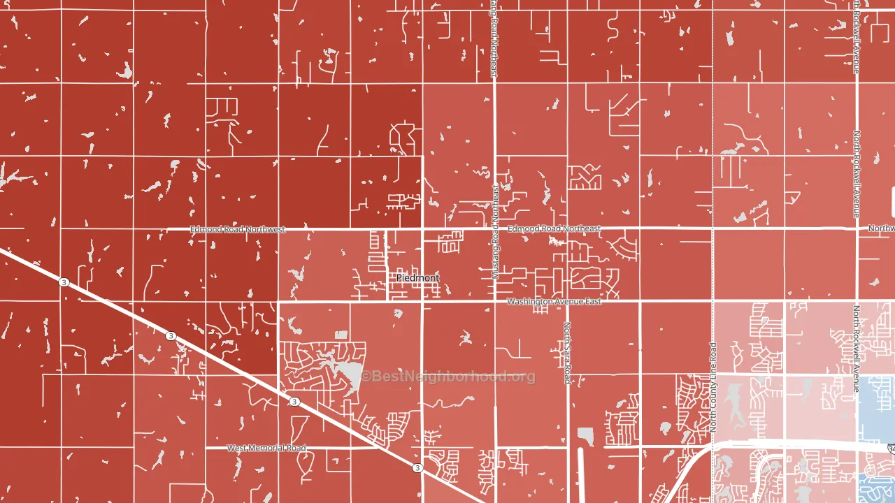 Piedmont, OK block-group political-lean map