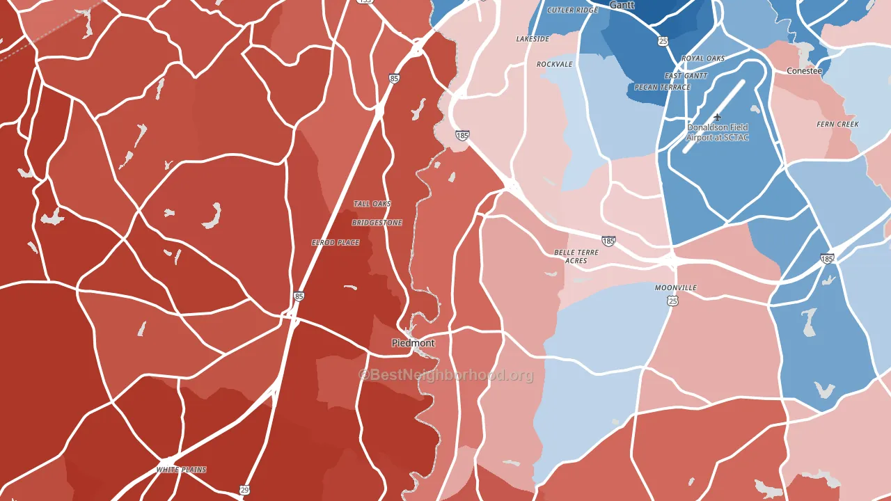 Piedmont, SC block-group political-lean map