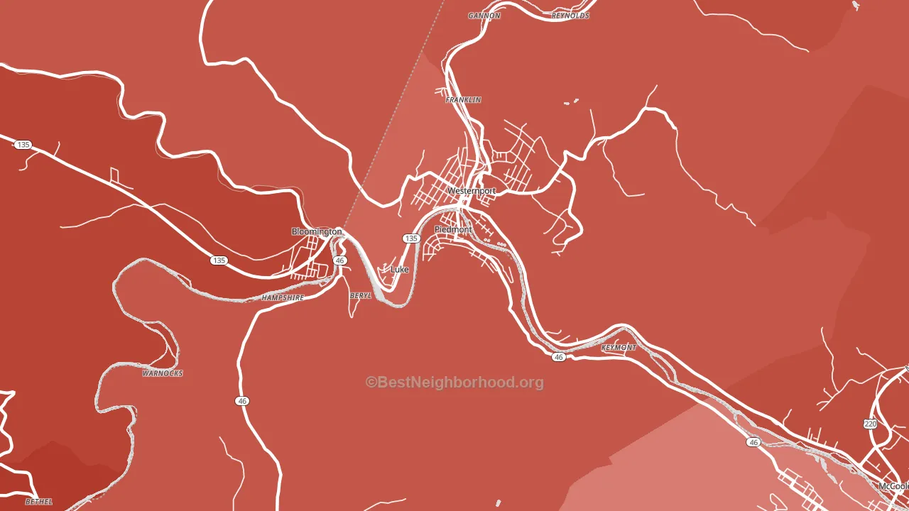 Piedmont, WV block-group political-lean map