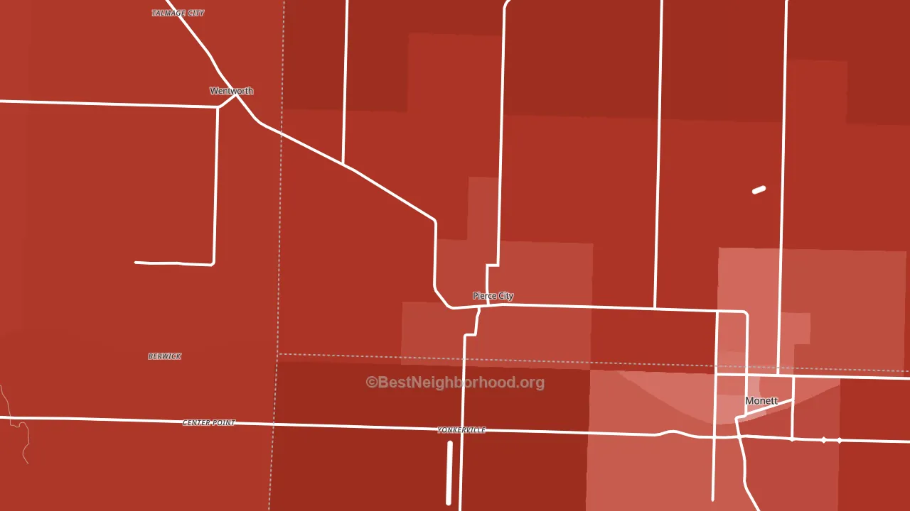 Pierce City, MO block-group political-lean map