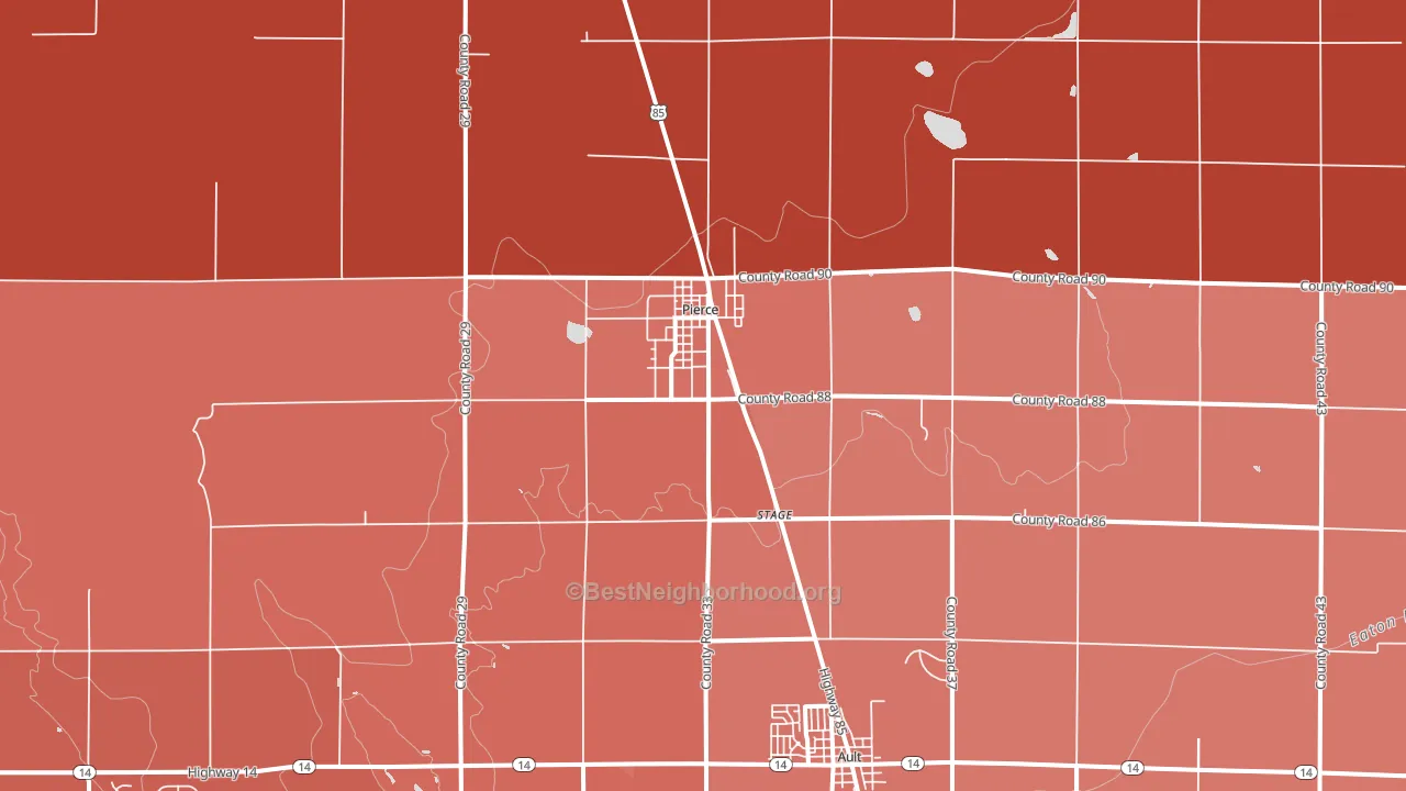 Pierce, CO block-group political-lean map