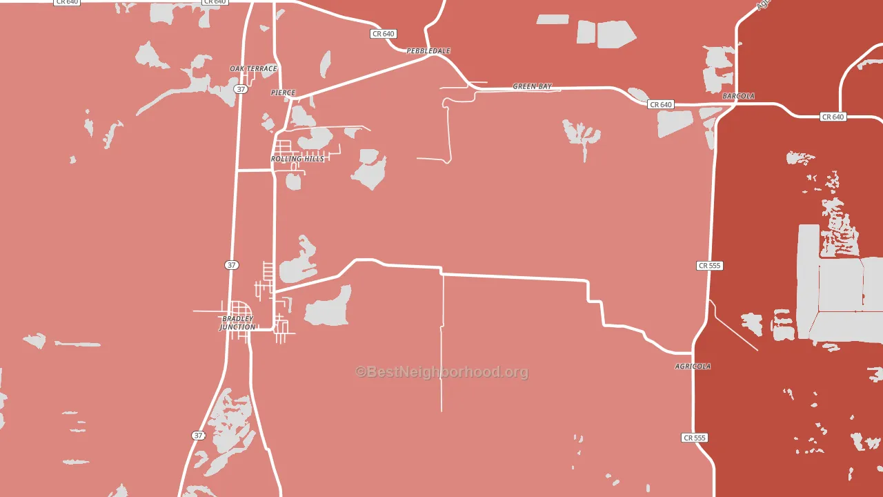 Pierce, FL block-group political-lean map