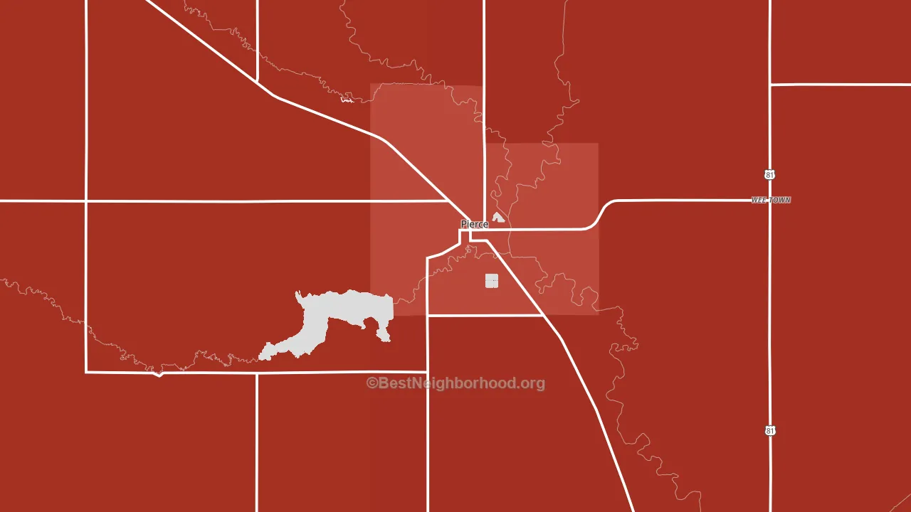 Pierce, NE block-group political-lean map