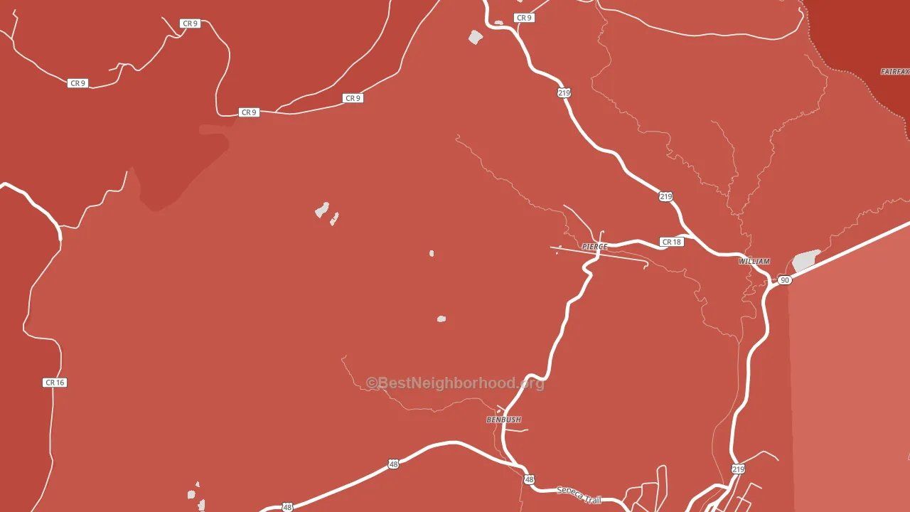 Pierce, WV block-group political-lean map