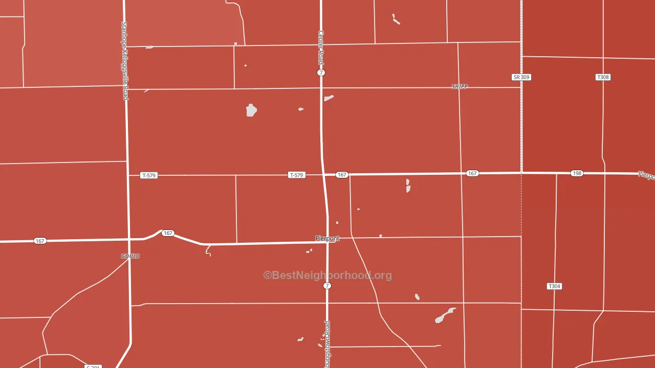 Pierpont, OH block-group political-lean map