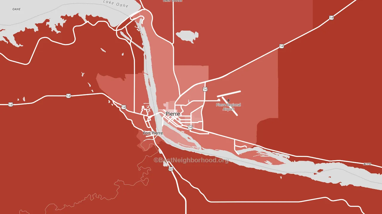 Pierre, SD block-group political-lean map