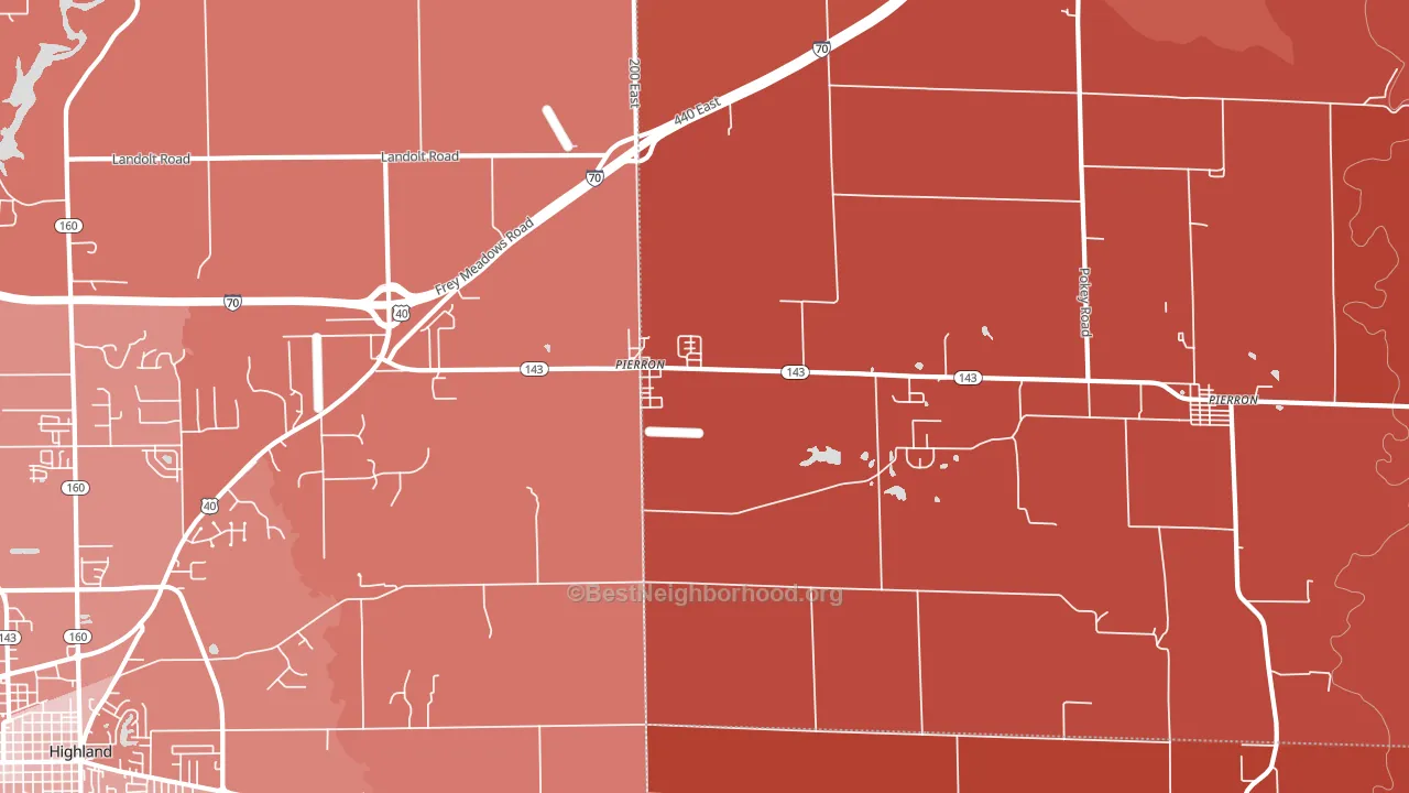 Pierron, IL block-group political-lean map