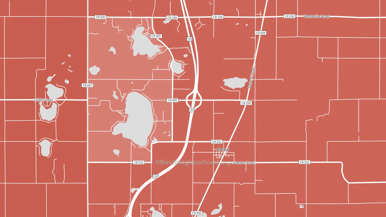 Pierson, MI block-group political-lean map