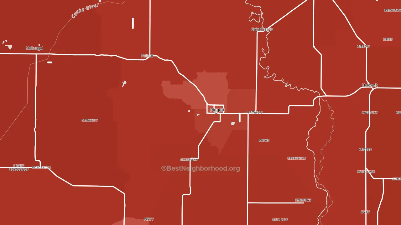 Piggott, AR block-group political-lean map