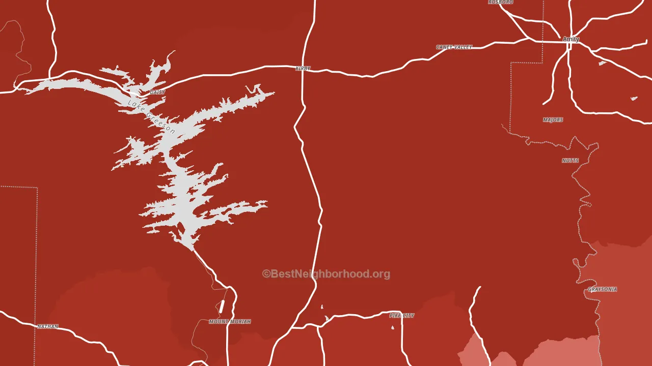 Pike County, AR block-group political-lean map