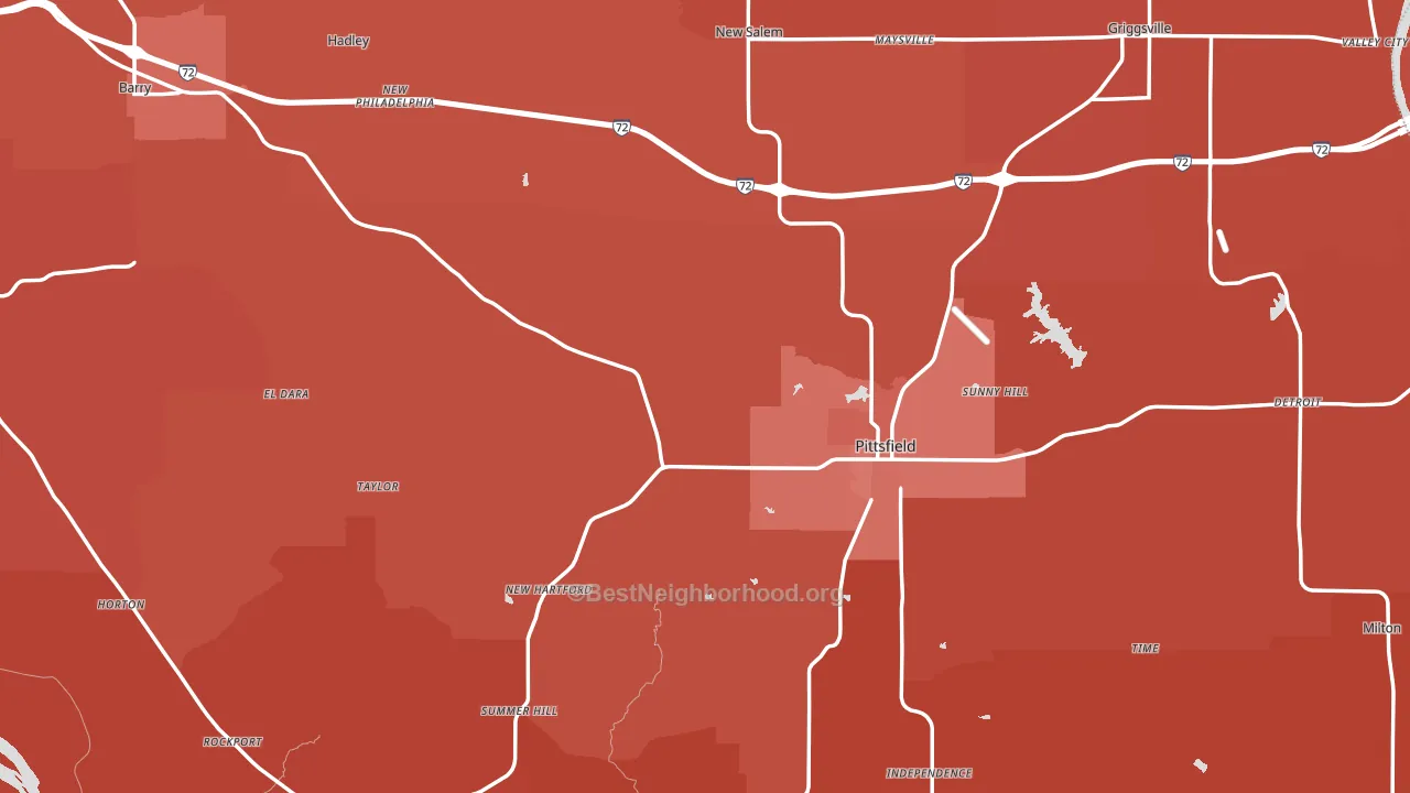 Pike County, IL block-group political-lean map