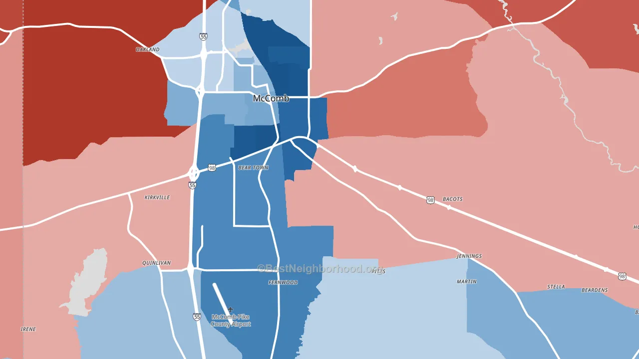 Pike County, MS block-group political-lean map