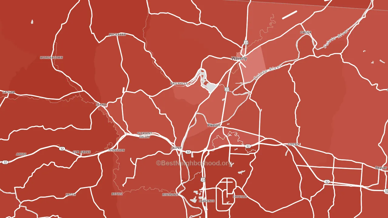 Pike County, OH block-group political-lean map