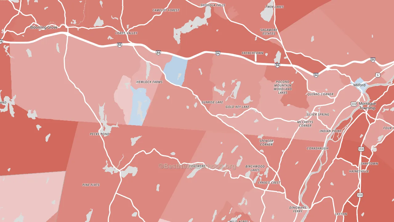 Pike County, PA block-group political-lean map