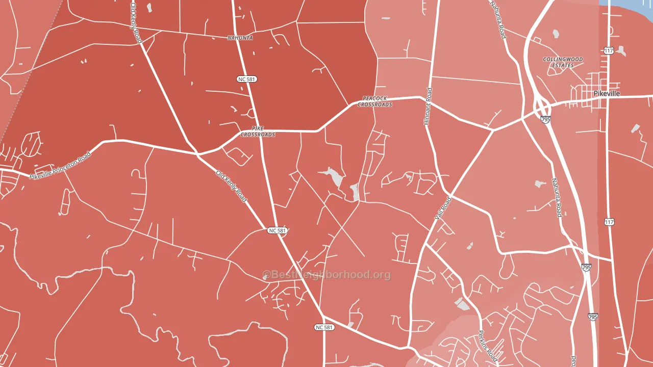 Pike Crossroads, NC block-group political-lean map