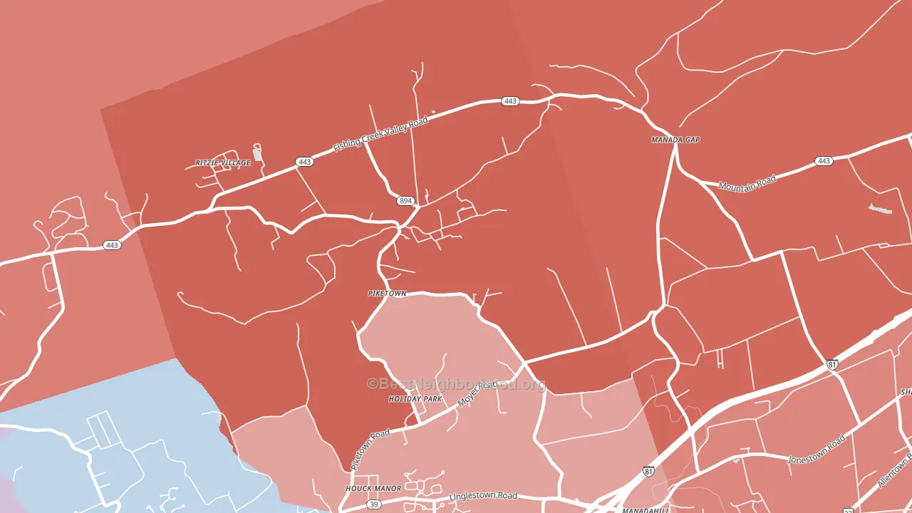 Piketown, PA block-group political-lean map