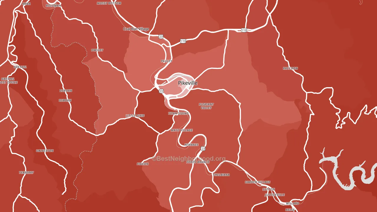 Pikeville, KY block-group political-lean map